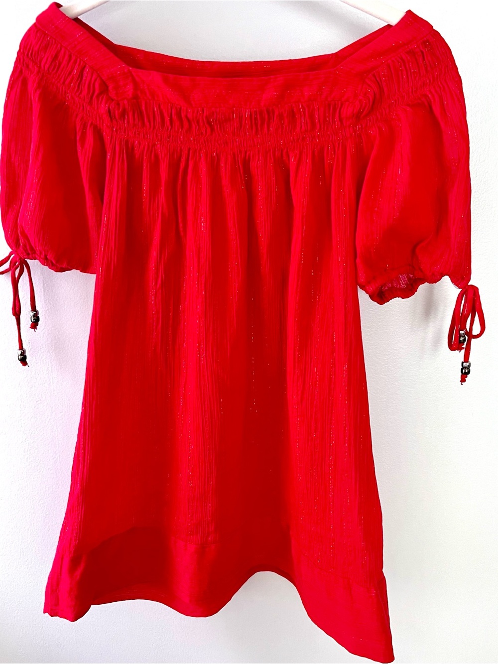 Ella Moss Cotton Gauze Top with Gold Metallic Threading